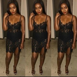 Fashion Nova black lace dress